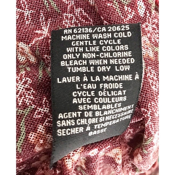 GUESS JEANS Sz L Chiffon Top Scllpd Flared Cuffs - Picture 6 of 6